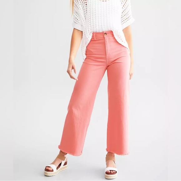 Billabong Free Fall High Waist Wide Leg Pants - Flamingo Pink - Picture 1 of 6